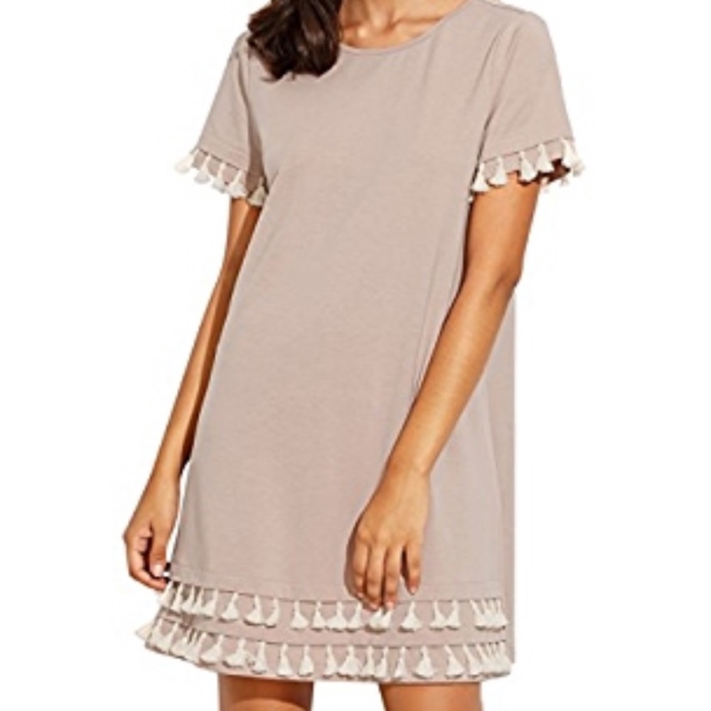 short sleeve tassel dress